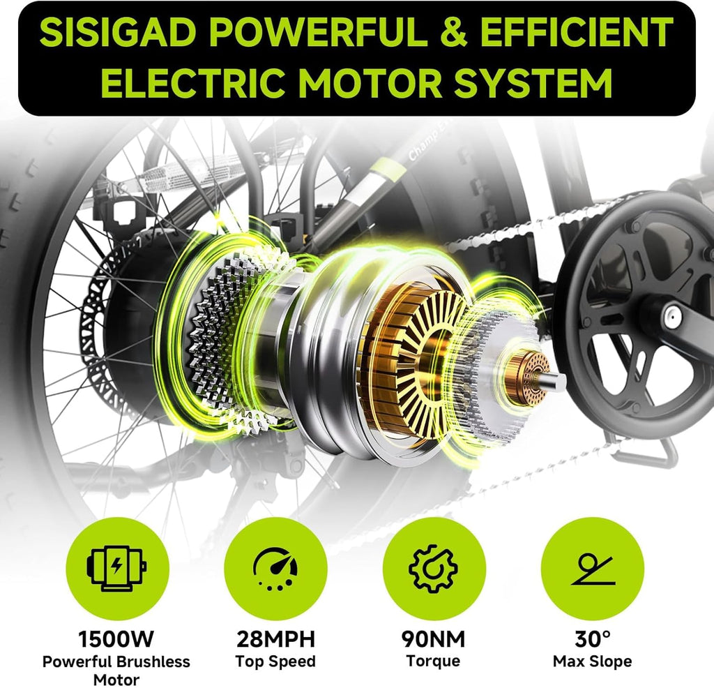 Folding Electric Bike for Adults - 1500W | 28MPH | 500Wh/48V | 60 Miles Electric Bike - 20" Fat Tire Dirt Ebike, 7-Speed Shock Absorber for Men Women Commuter, with Cargo Rack UL2849 Tested