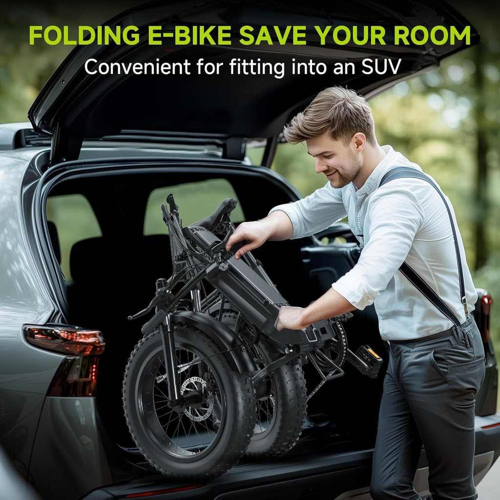 Folding Electric Bike for Adults - 1500W | 28MPH | 500Wh/48V | 60 Miles Electric Bike - 20" Fat Tire Dirt Ebike, 7-Speed Shock Absorber for Men Women Commuter, with Cargo Rack UL2849 Tested