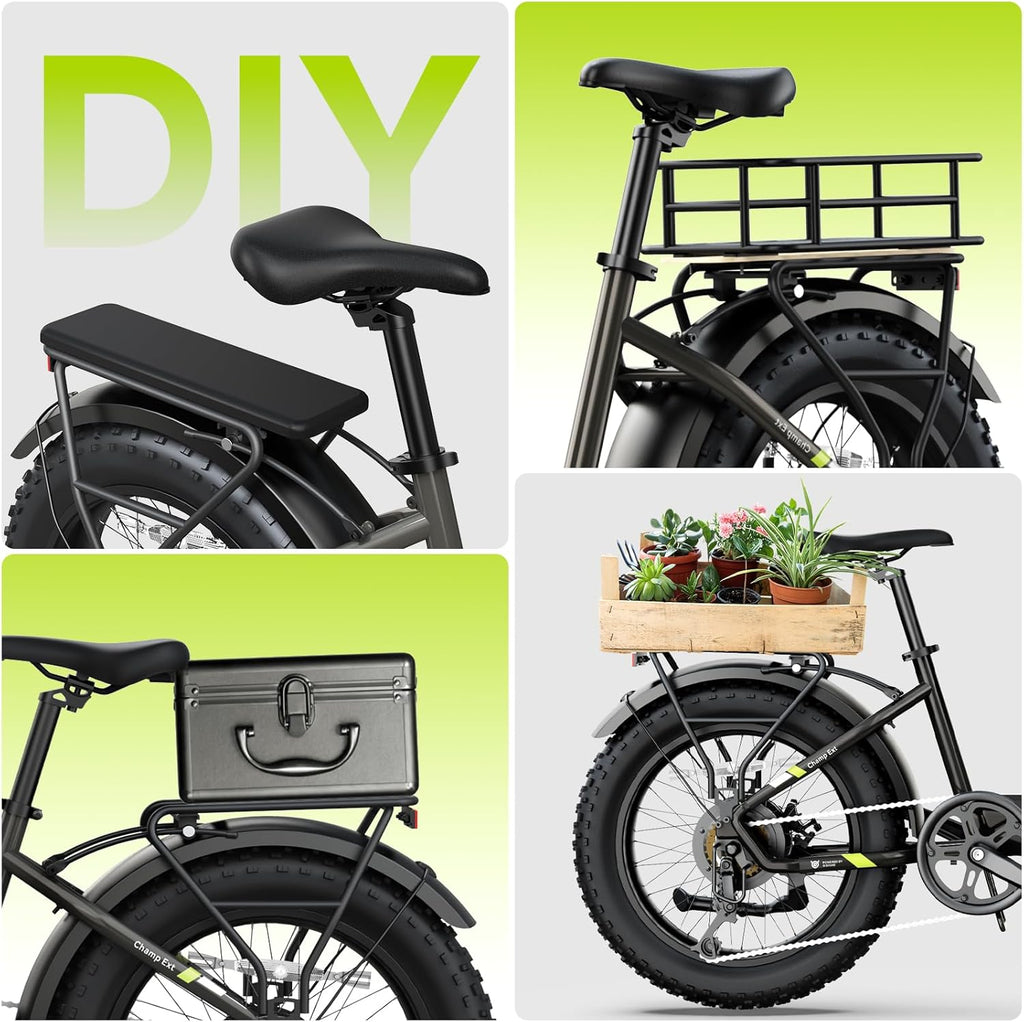 Folding Electric Bike for Adults - 1500W | 28MPH | 500Wh/48V | 60 Miles Electric Bike - 20" Fat Tire Dirt Ebike, 7-Speed Shock Absorber for Men Women Commuter, with Cargo Rack UL2849 Tested
