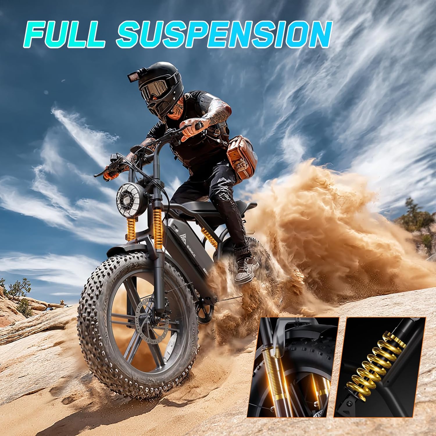 Electric Bike for Adults, 1500W Peak Brushless Motor 28 MPH 60 Miles/110 Miles Fat Tire E Bike with 48V 15Ah/ 25Ah Removable Battery 20" Electric Dirt Bike Hydraulic Suspension and 7-Speed