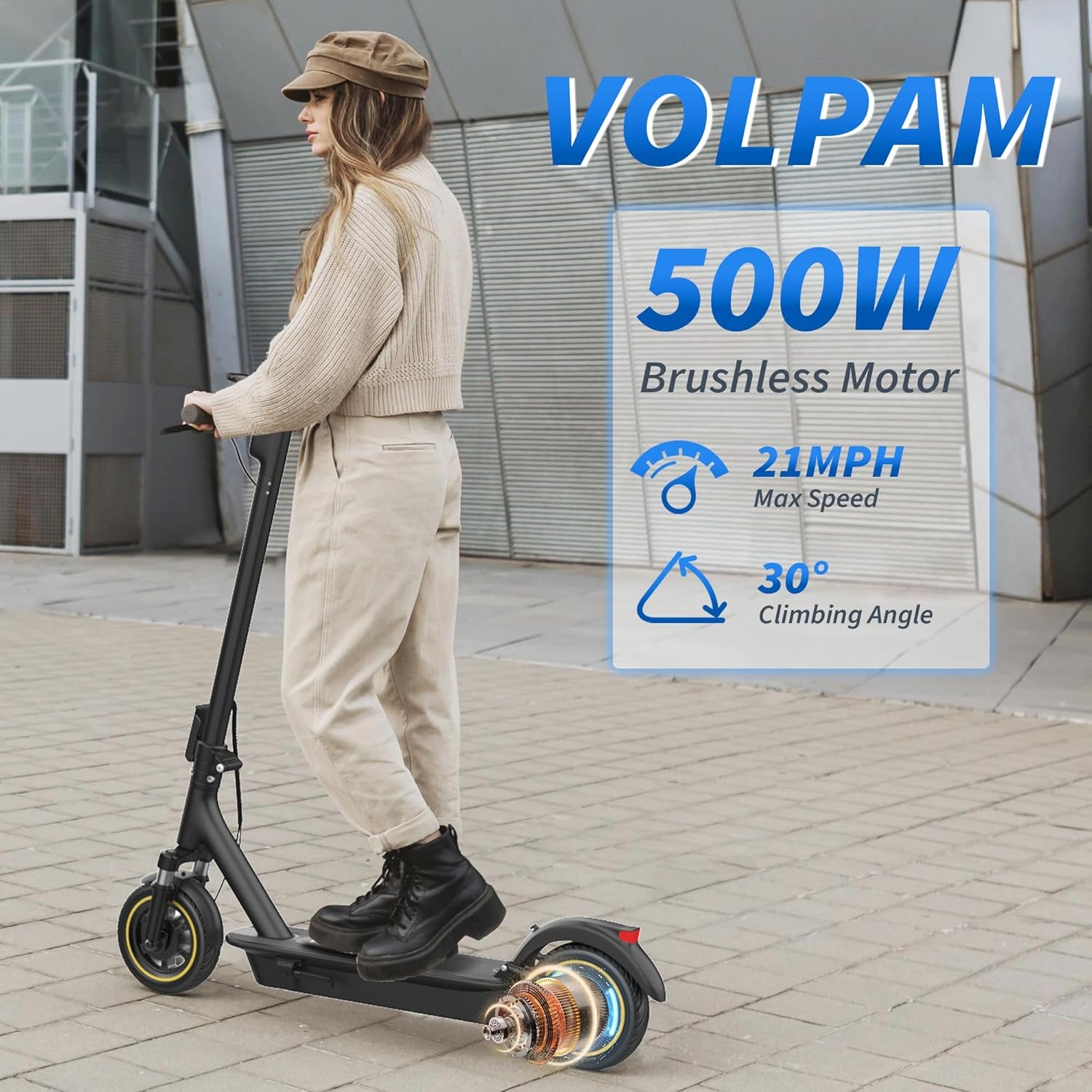10 Inches Electric Scooter Adult with Dual Suspension, 22 MPH Top Speed, 500W Powerful Motor, 22/28 Miles Long Range, Dual Braking